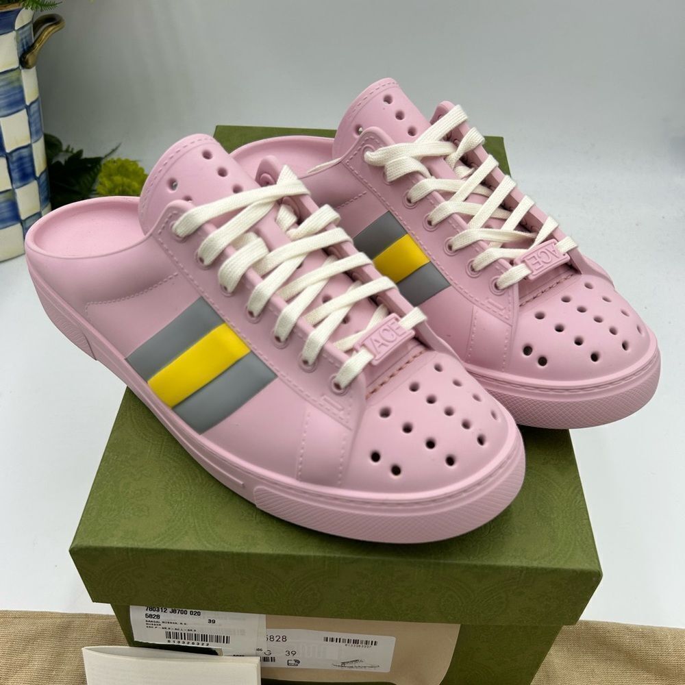 Women's Gucci, ace rubber lace up mules size 39 made in Italy